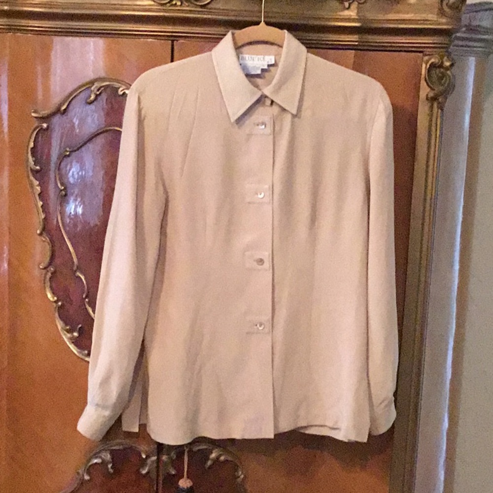 Blue Ice Vintage Light Tan Silk Blouse
